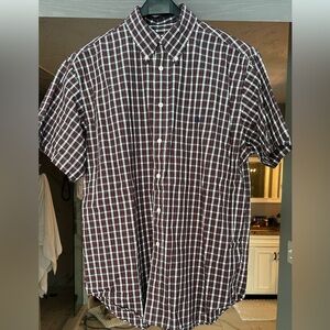 Brooks Brothers plaid short sleeved dress shirt